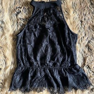 Source Unknown Black Lace Halter Blouse